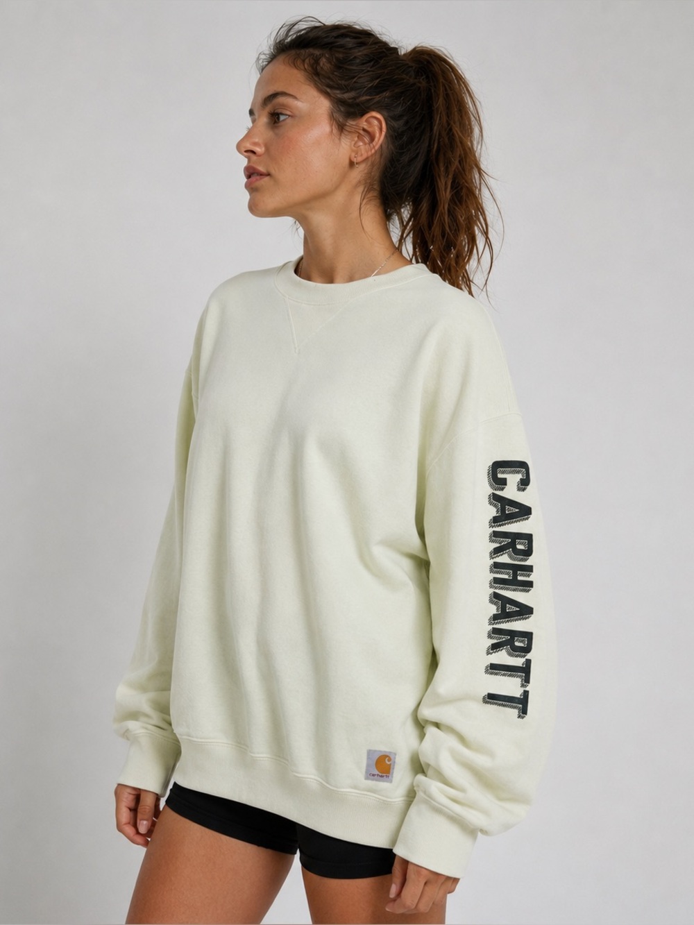 Carhartt Sweatshirt Crewneck Logo Sleeve Hit Mens XL Loose Fit Oversized